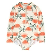 Toddler Girl Rash Guard Swimsuit, One-Piece, Sizes 12M-5T