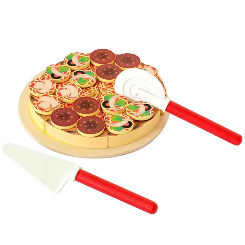 Younar Pizza Toy Pretend To Play Food With Wood Foods Set Kitchen Fun
