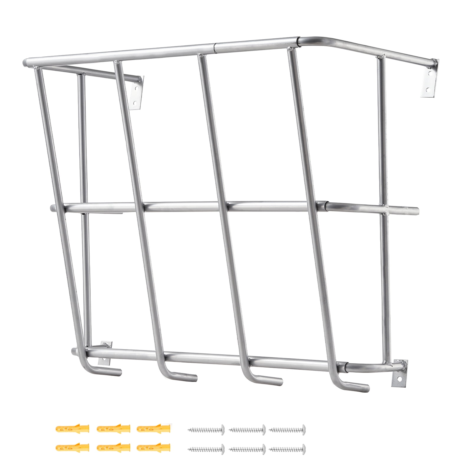 KFFKFF Livestock Hay Feeder, 18.5-Gallon Capacity, Durable Steel Hay Rack, 24.4-Inch Wall-Mounted Holder for Horses, Multi-Sided Feeding Rack for Indoor and Outdoor Use on Farms