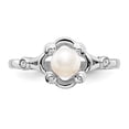 thumbnail image 5 of 925 Sterling Silver Polished Freshwater Cultured Pearl and Diamond Ring Size 10 2mm Wide Ring for Women, 5 of 6