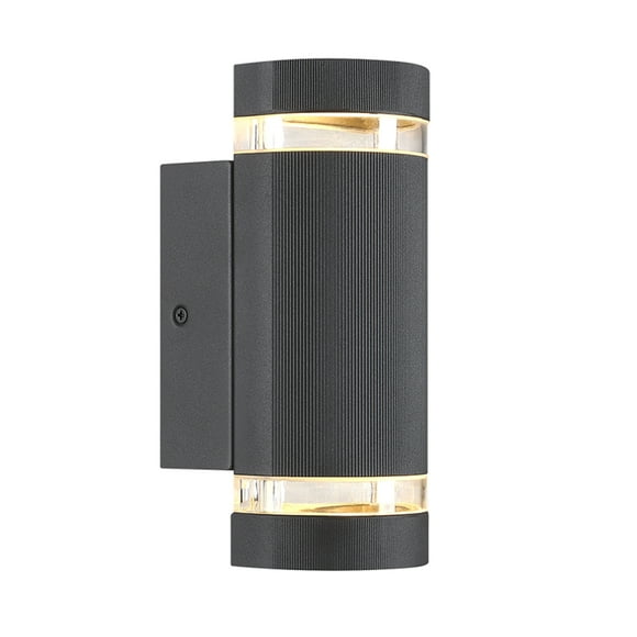 Estevez Luminario de muro Curve, Color Negro, Aluminio y Cristal, 2 focos GU10, Protección IP44