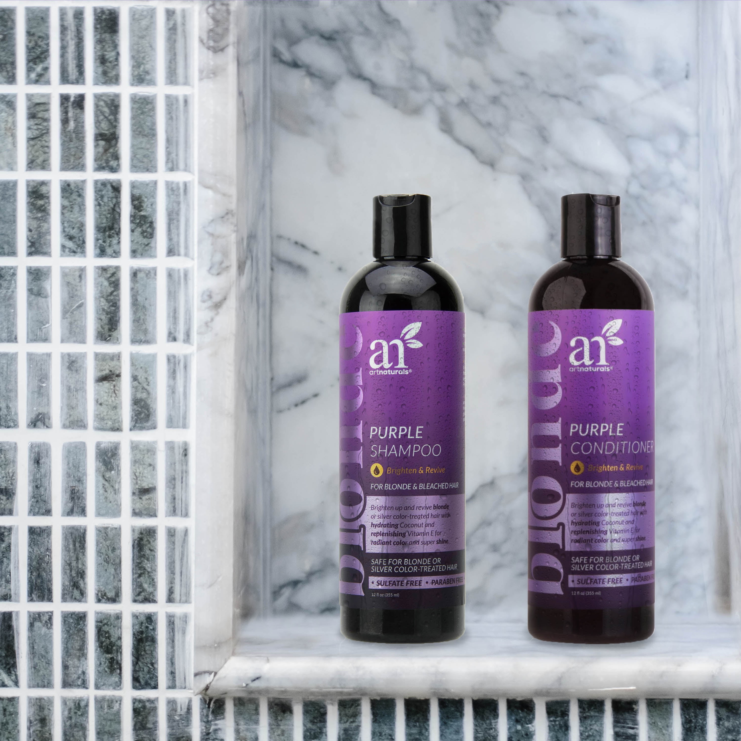 artnaturals Purple Shampoo and Conditioner Set – (2 x 16 Fl Oz / 473ml) –  Protects, Balances and Tones – Bleached, Color Treated, Silver, Brassy and