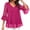 Z Hot Pink-2, variant on Stamzod Women Blouses Fashion Hot Gold Edge V Neck Mesh 3/4 Length Sleeve Womens Tops Party Wedding Casual Top Purple S