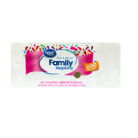 Great Value Family Napkins 600 Cnt / Great Value Servilletas De 600 Cnt