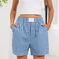 thumbnail image 5 of CIENVNSTG Womens Cute Lounge Sleep Shorts Y2k Plaid Pajama Bottoms Elastic Boxers Streetwear Dark Blue M, 5 of 5