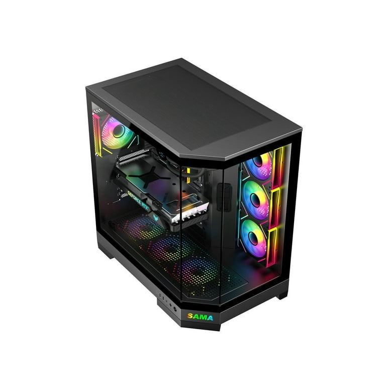Sama 3021-Black Dual USB3.0 and Type C Tempered Glass ATX