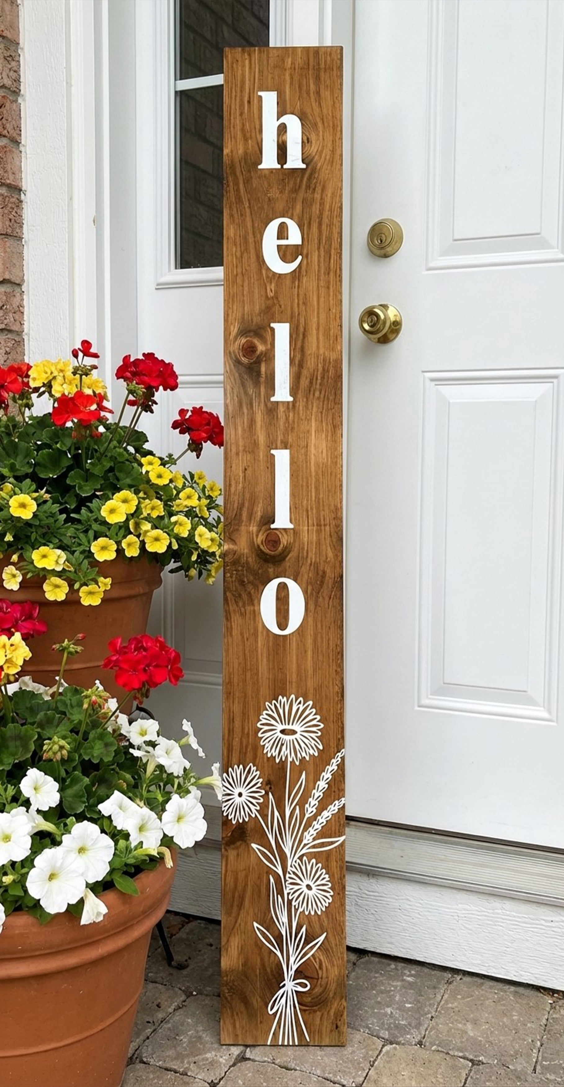Calloway Mills 118164707 Wildflower White Hello Porch Leaner, 47" x 07"