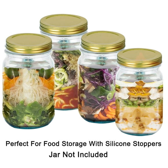Unique Bargains 12 Pcs Iron Mason Jar Lids Regular Mouth Mason Canning Jars Top Food Storage Gold Tone