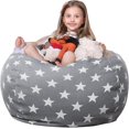 thumbnail image 1 of Stuffed Animal Storage Bean Bag Chair Cover For Kids 26 Inches | Stuffable Zipper Beanbag For Organizing Children Plush Toys Large Premium Cotton Canv, 1 of 5