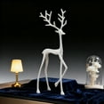 thumbnail image 7 of 7.9in White Metal Deer Tabletop Decoration, Reindeer Statues Imitation Metal Resin Deer Sculpture, Black Finish European-Style Modern Decorative, Christmas Tabletop Ornaments B, 7 of 7