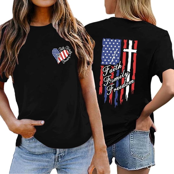 DHFJKG Independence Day T Shirt Women American Flag Print Short Sleeve Crew Neck Graphic Tee 1776-2026 250 Years Celebration Top