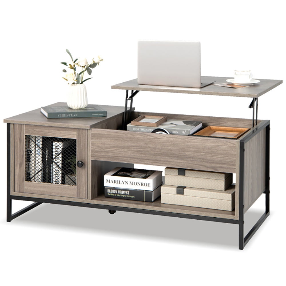 Finihen Coffee Table, Lift Top Coffee Table, 42 Inch Lift Top Coffee Table with Storage and Hidden Compartment, for Living Room, Reception Room, Office, Gray Finihen Coffee Table, Lift Top Coffee Table, 42 Inch Lift Top Coffee Table with Storage and Hidden Compartment, for Living Room, Reception Room, Office, Gray