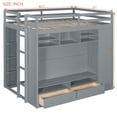 thumbnail image 4 of Full Size Loft Bed with Drawers, Shelves & LED Lights, Gray Space-Saving Storage Bed, Built-in Wardrobe & Remote Control Lighting, for Teens/Adults, 4 of 13
