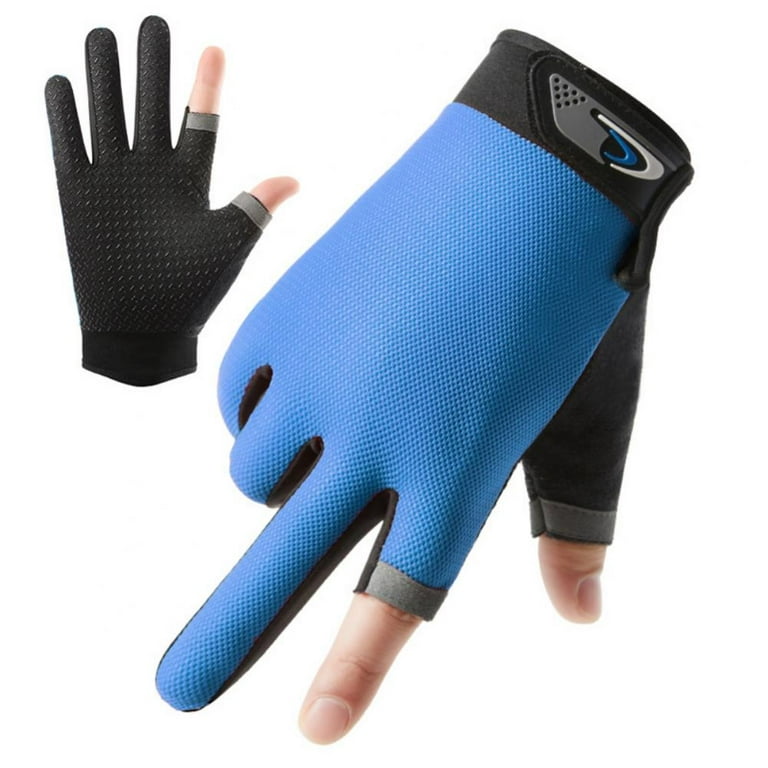 Slopehill Fishing Gloves,Breathable Non-Slip Half-Finger/2 Finger Cut Sun Protection Gloves,Moisture Wicking Wear-resistant Fishing Gear Gloves for