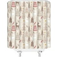 thumbnail image 3 of Christmas Shower Curtain Pine Tree Deer Reindeer Snowflake Winter Holiday Xmas Festival Wildlife Beige Extra Long Bathroom Home Curtain with Hooks,70x84 Inch, 3 of 6