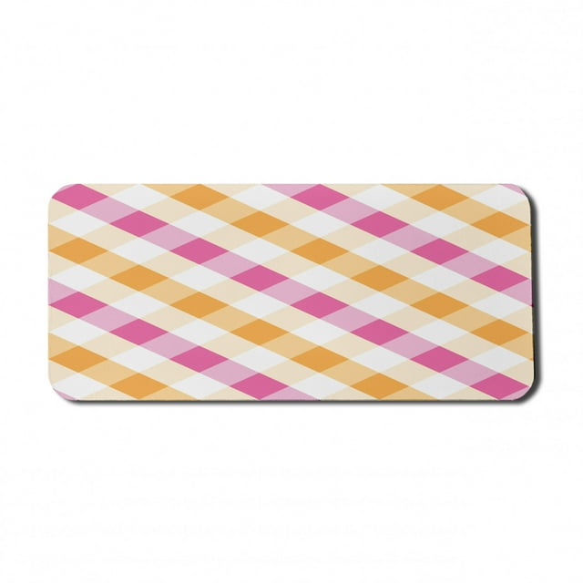 Plaid Computer Mouse Pad, Geometric Arrangement Diagonal Stripes Design Traditional Style Motifs Illustration, Rectangle Non-Slip Rubber Mousepad X-Large, 35" x 15", Multicolor, by Ambesonne