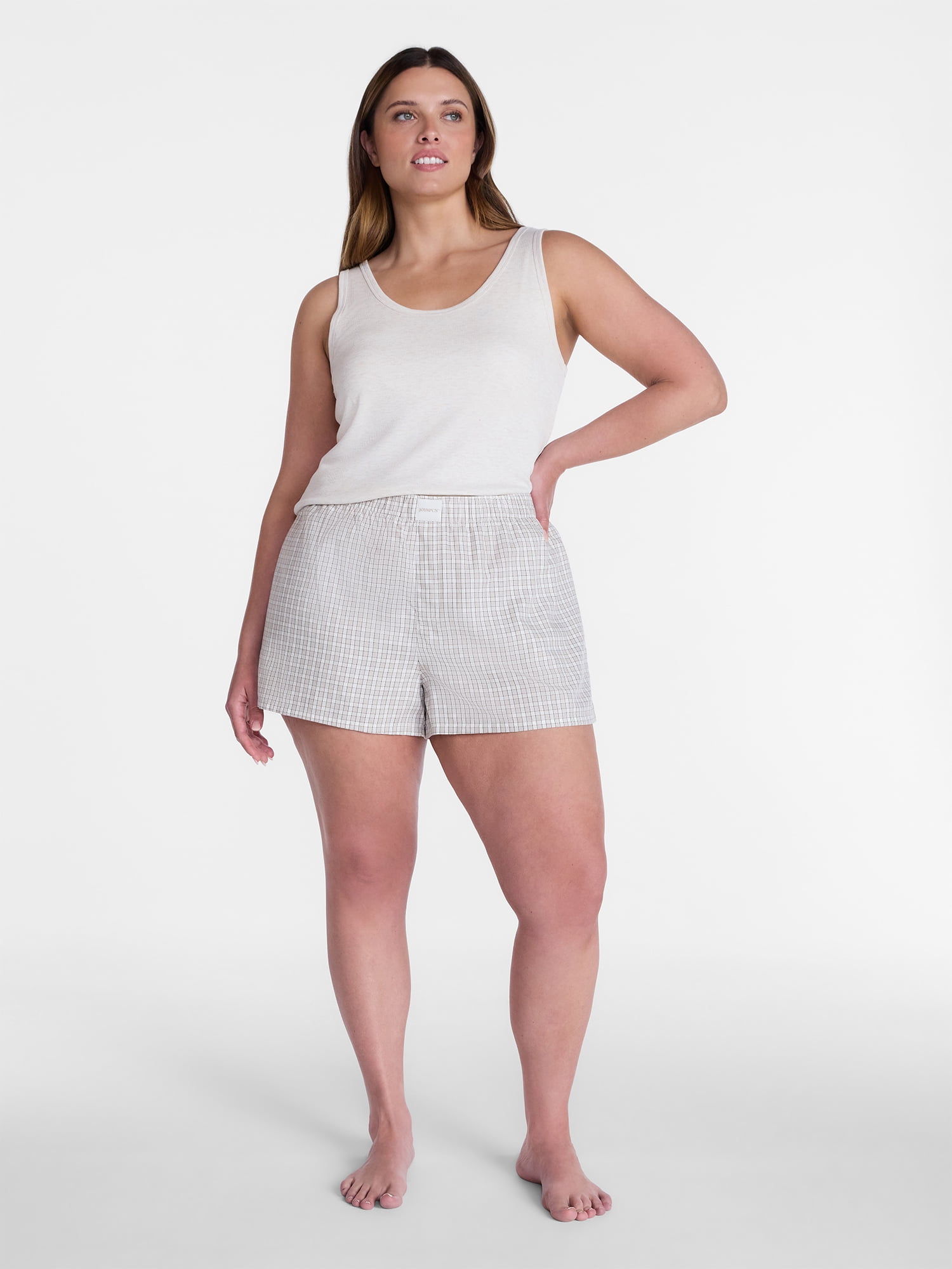 Joyspun Women's Woven Pajama Boxer Shorts, 3'' Inseam, Sizes XS-2X