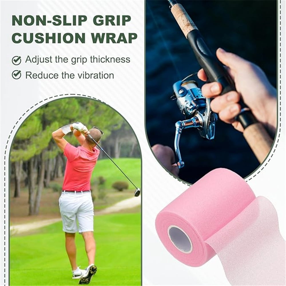 Badminton Grip Cushion Wrap, PU Tennis Racket Grip Tape Backing Film Handle Anti Skid Cushion Accessories（Bright pink and white (3 each)