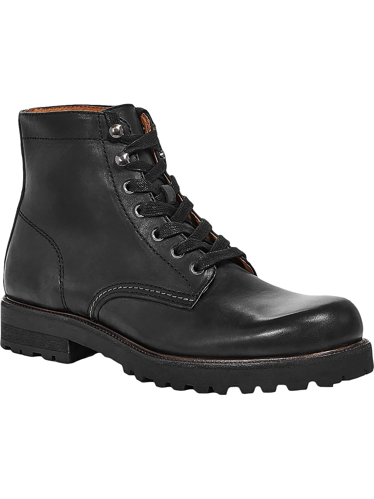 The Men's Store Men's Black Leather Pierce Lug Sole Boots 10 Black 