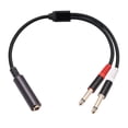 thumbnail image 1 of 6.35mm 1/4" Stereo Female To Dual 6.35 Male Y Splitter Adapter Cable 6.5mm, 1 of 5