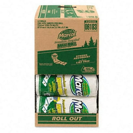 Marcal Giant Paper Towel in a Roll Out Carton 2 Ply - 140 Sheets/Roll - White - Paper - 12 / Carton