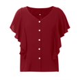 thumbnail image 5 of Tops for Women Trendy Tunic Blouse Floral Women Cool Gear Ladies Trendy Tops Sweater Tees for Ling Sleeve T Shirts Band 13 Tall Shirts Casual Long Sleeve Cropped Satin Shirt Short Ladies Wine 2XL, 5 of 6