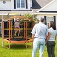 thumbnail image 2 of Topbuy 60 Inch Kids Trampoline, 330 LBS 3-in-1 Trampoline w/ Swinging Rings 3-Level Height Adjustable Horizontal Bar Orange, 2 of 10