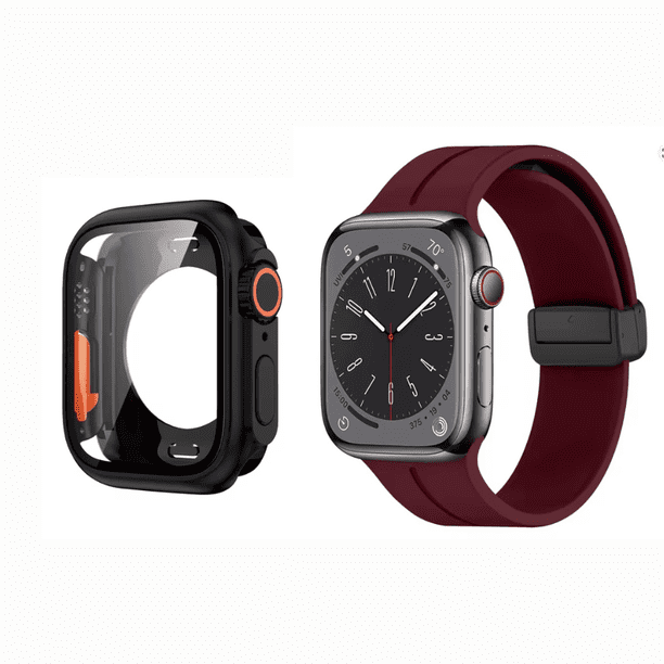 Correa de Silicona Deportiva para Apple Watch, Hebilla Magnética con Full Case, Compatible con Todas las Series