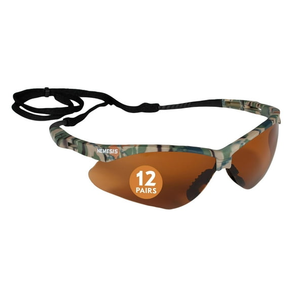 KLEENGUARD V30 Nemesis Safety Glasses 19644, Bronze Lenses with Camo Frame, 12 Pairs / Case