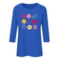 thumbnail image 6 of Runfenguu Plus Size Graphic Tees Womens T Shirts Loose Fits Ladies' Fashion Floral Printed Round Neck 3/4 Sleeve T-Shirt Shirt Sleeve Round Neck Top/Shirt, 6 of 6