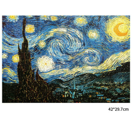 1000 Piece Mini Jigsaw Puzzles Assembling Paper Educational Toy For Adults Childs Kids Indoor Games Oil Painting Starry Sky Pattern