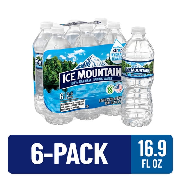 Ice Mountain Natural Spring Water – 6 Pack (16.9 fl oz Bottles) 💧🏔️