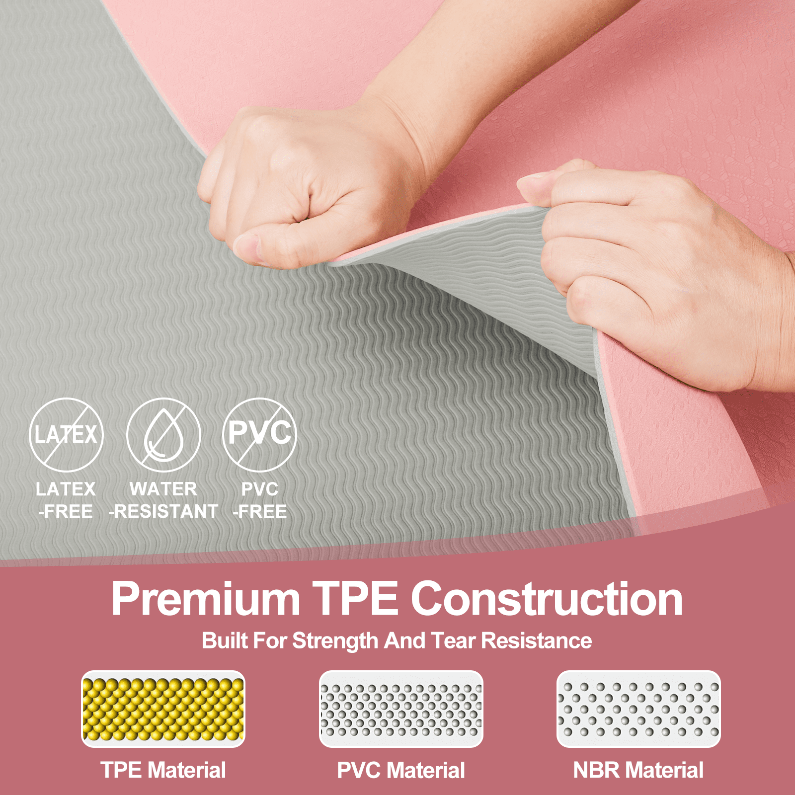 Cshidworld Yoga Mat, 6mm Thick Eco-Friendly TPE Exercise Mat with Carrying Strap and Storage Bag, Non-Slip Workout Mat for Yoga, Gym and Floor Exercises, 72" x 24"