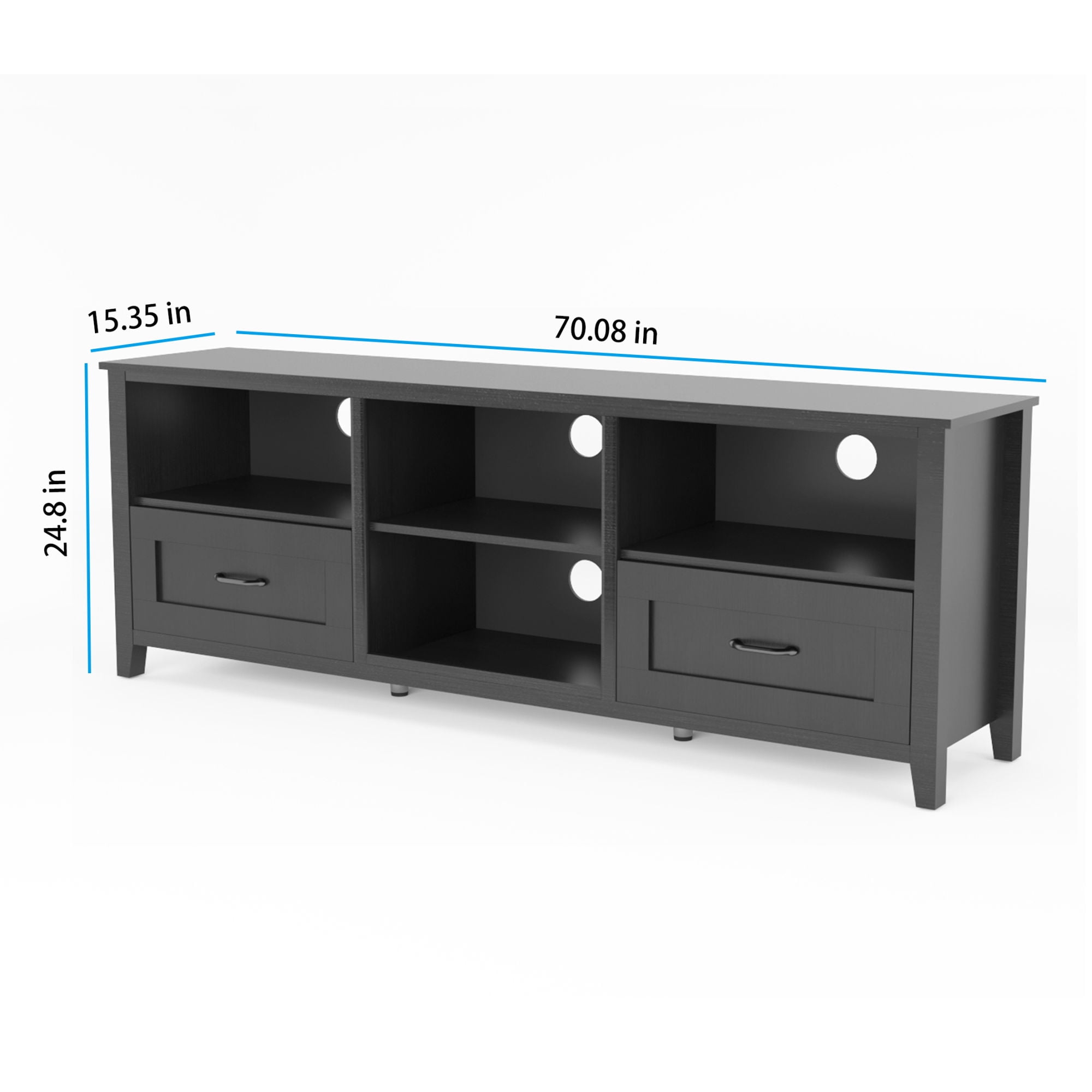 Resenkos 70" Black TV Stand Entertainment Center for TVs Up to 80" with 2 Drawers and Open Storage Resenkos 70" Black TV Stand Entertainment Center for TVs Up to 80" with 2 Drawers and Open Storage