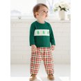 thumbnail image 4 of Toddler Baby Girl Christmas Outfit Santa Claus Embroidery Crewneck Long Sleeve Pullover Sweatshirt and Plaid Pants 2Pcs Fall Winter Clothes Set, 4 of 8