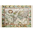 thumbnail image 2 of Van der Keere, Peter 18x13 Black Ornate Wood Framed with Double Matting Museum Art Print Titled - Map of the Americas, 2 of 4