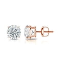 thumbnail image 2 of 14k Rose Gold Round Lab Grown Diamond Stud Earrings (1 1/4 cttw, E-F, SI1-SI2) 4-Prong Basket, Screw-backs by Diamond Wish, 2 of 3