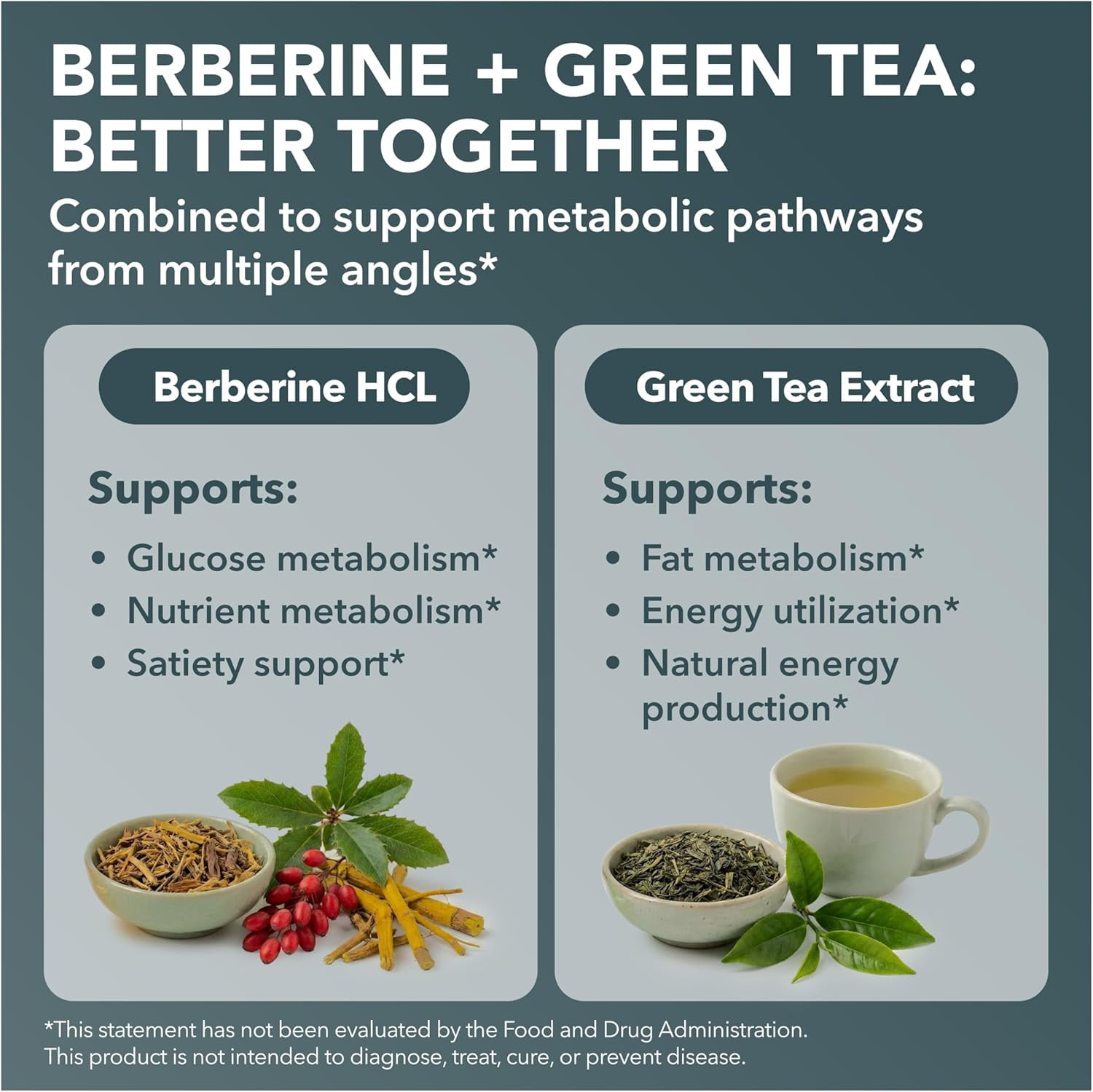 Berberine Supplement with Green Tea Extract - Pure Potency for Metabolic Wellness, Gut Health - Appetite & Craving Control - 90 Capsules