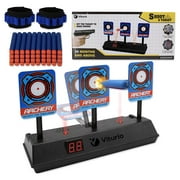 VITURIO 43pc Kit Electronic Digital Target for Nerf Blasters with Auto Scoring 40 Soft Darts 2 Wristbands for Practice