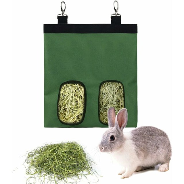 Bolsa de heno para conejo colgante, bolsa de alimentación para heno, accesorio para cabaña, 1 unidad (verde)