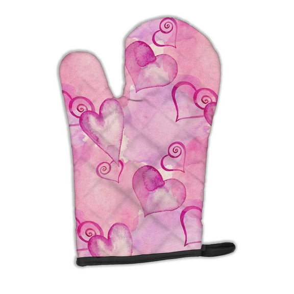 Caroline's Treasures Watercolor Hot Pink Hearts Oven Mitt