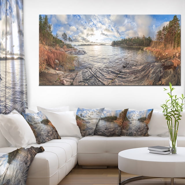 Côte Rocheuse du Lac d'Automne - Grande Toile d'Art de Bord de Mer