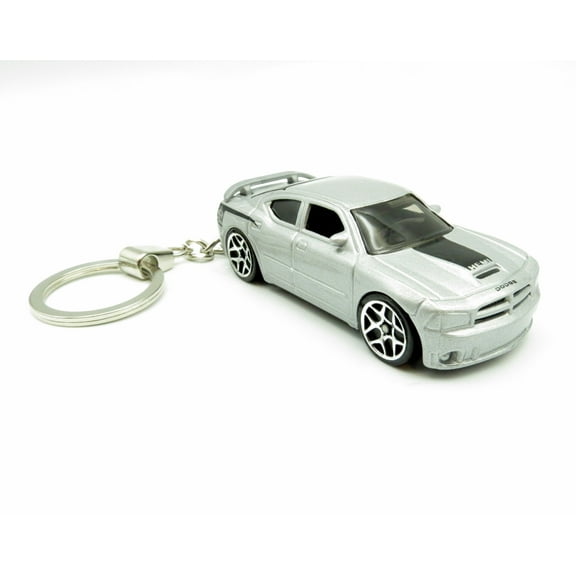 Keychain Dodge Charger Hemi Grey Gray Car Rare Novelty 1:64 Diecast Key Ring