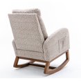 thumbnail image 3 of Polyester Fabric Rocking Chair with Side Pocket Mid-Century Modern Nursery Rocking Armchair Upholstered Tall Back Accent Glider Rocker for Living Room(Leopard Gray), 3 of 8