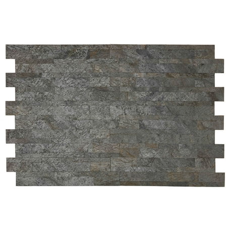 Bare Decor FlexRock Grey Pearl Peel and Stick Tile in Real Quartzite Stone, 9 Sq Ft