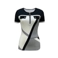 thumbnail image 3 of MORTTIC Women's Color Block Zipper T-Shirt, Casual Short Sleeve Summer Top, XXL, 3 of 6