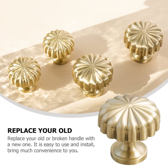 DECORNIJIA Vintage Drawer Pull Knob Golden Brass for Bedroom Furniture Upgrade 1Pack 0.98X0.98X0.98in