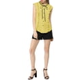 thumbnail image 2 of INSPIRE CHIC Women's Tie Neck Cap Sleeve Button Down Ruffle Summer Shirts, 2 of 6
