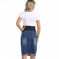 thumbnail image 4 of Hxshgdsn Womens Maternity Casual Jean Skirt With Pockets Hem High Waist Fake Denim Pregnancy Clothes Blue 2Xl, 4 of 7