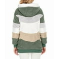 thumbnail image 3 of Womens Winter Fuzzy Fleece Jacket Hooded Color Block Patchwork Cardigan Coats Outerwear with Pockets Army Green XXXL, 3 of 9